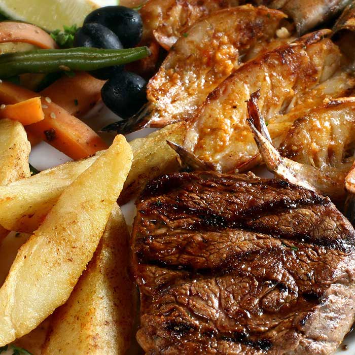 Steak & Prawns
